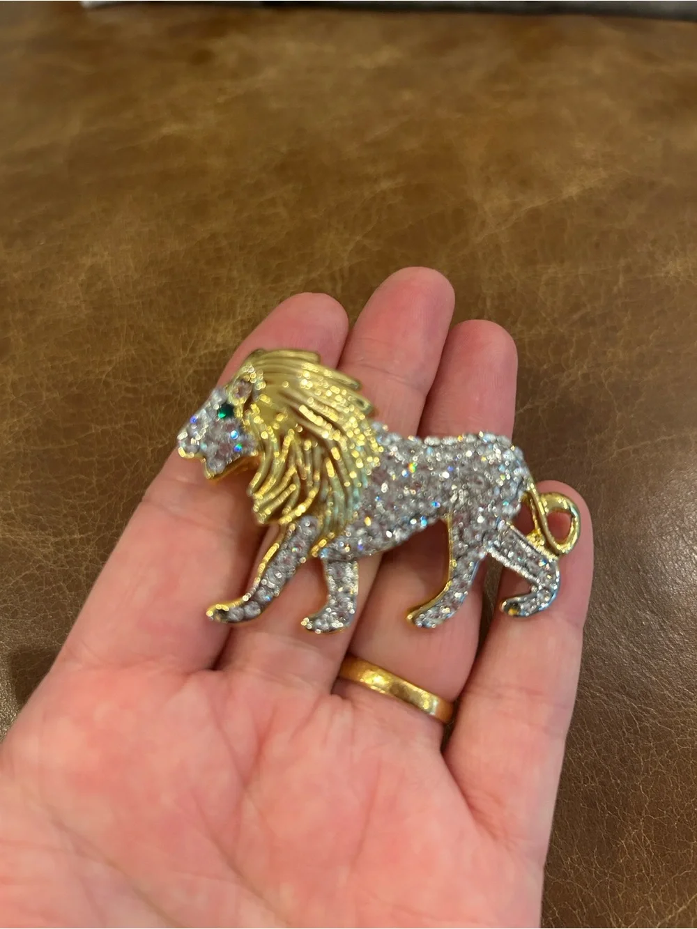 #VintageBrooch by Craft. Gold-toned beautiful Rhinestone Lion. Timeless Style!